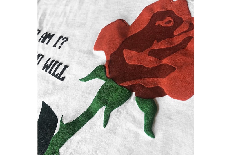 Kid Cudi & Cactus Plant Flea Market Drop New Graphic Shirt text black white rose release Passion, Pain & Demon Slayin’