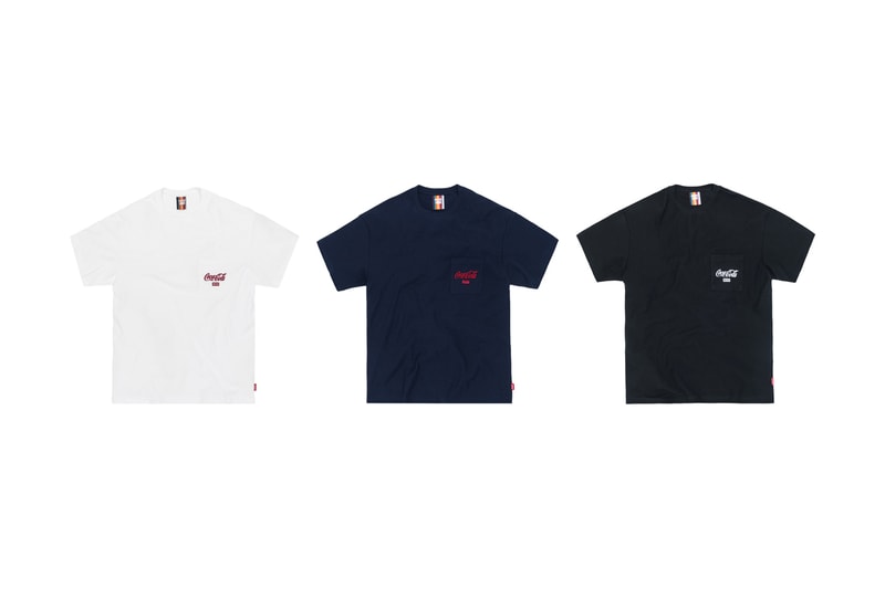 KITH Coca Cola 2019 Capsule Brand red white black windbreaker polo shirt enamel pin denim jacket indigo american heritage iconic sneakers glasses surfboards skateboards Full Look