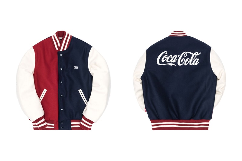 KITH Coca Cola 2019 Capsule Brand red white black windbreaker polo shirt enamel pin denim jacket indigo american heritage iconic sneakers glasses surfboards skateboards Full Look