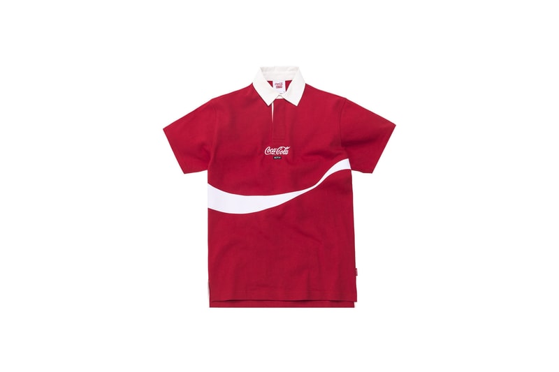 KITH Coca Cola 2019 Capsule Brand red white black windbreaker polo shirt enamel pin denim jacket indigo american heritage iconic sneakers glasses surfboards skateboards Full Look