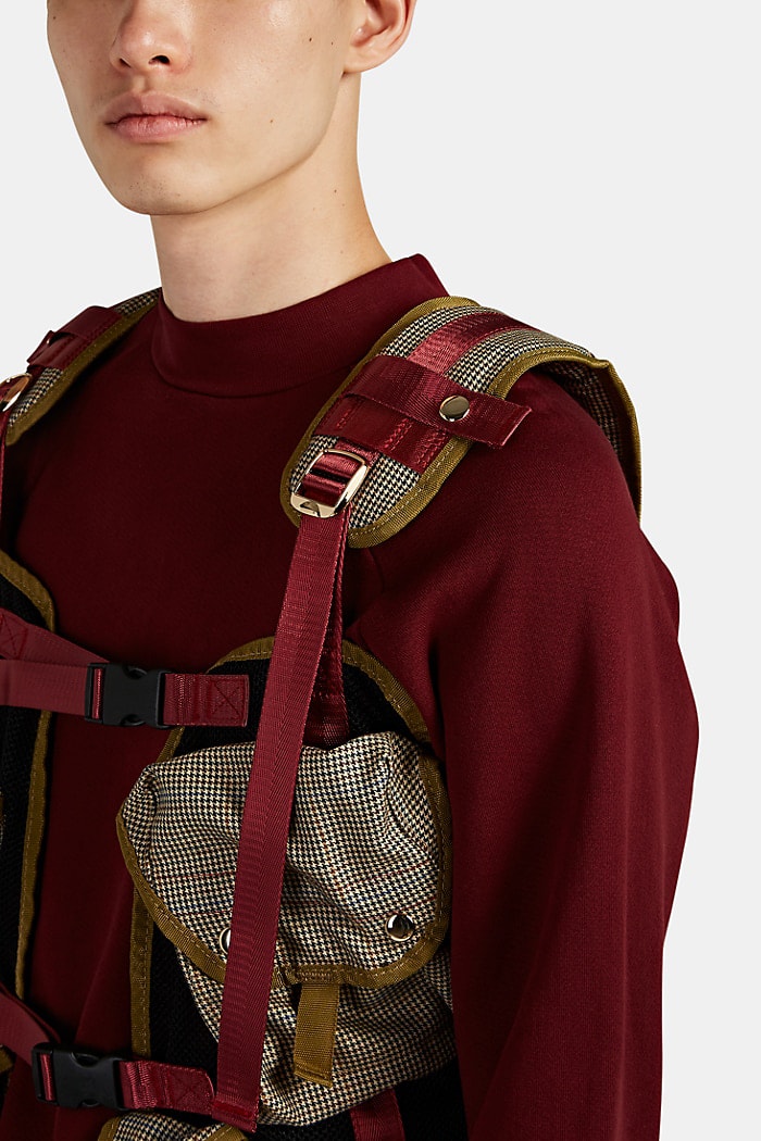 LANDLORD Mixed-Media Utility Vest Beige Burgundy Teal Barneys New York 