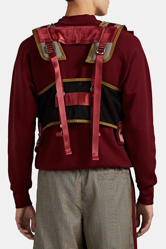 LANDLORD Mixed-Media Utility Vest Beige Burgundy Teal Barneys New York