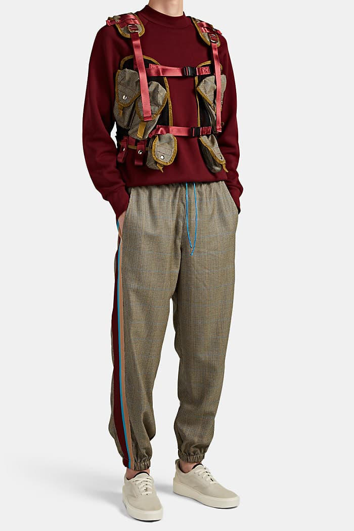 LANDLORD Mixed-Media Utility Vest Beige Burgundy Teal Barneys New York