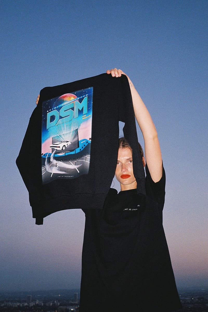 L'Art De l'Automobile Dover Street Market Los Angles LA Capsule Collection Collaboration Lookbook COMME des GARÇONS T-Shirt Air Freshener Crewneck Keychain Sticker Pack Drive in Theatre