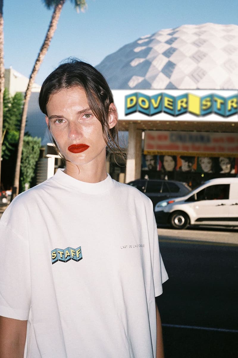 L'Art De l'Automobile Dover Street Market Los Angles LA Capsule Collection Collaboration Lookbook COMME des GARÇONS T-Shirt Air Freshener Crewneck Keychain Sticker Pack Drive in Theatre
