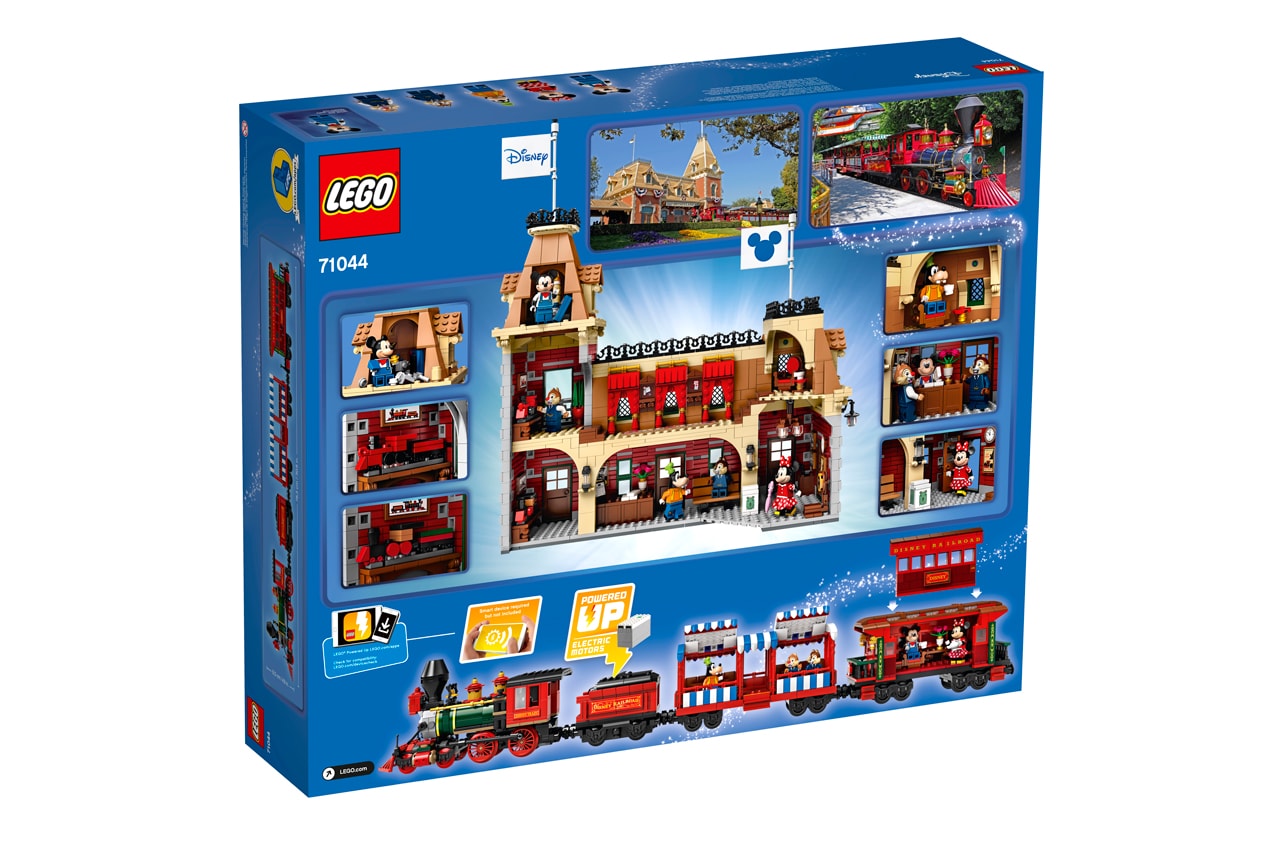 LEGO Disney Parks® Landmark Train Station Mickey Mouse Minnie Mouse Chip Dale Goofy Red Gray Orange Blue Green