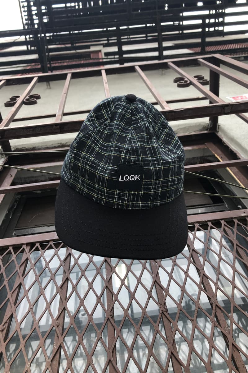 LQQK Studio Drop 19 t shirt polo hat mint white purple green ink can lqqk gel sticker pack dark plaid six panel cap streetwear logo motif minimal