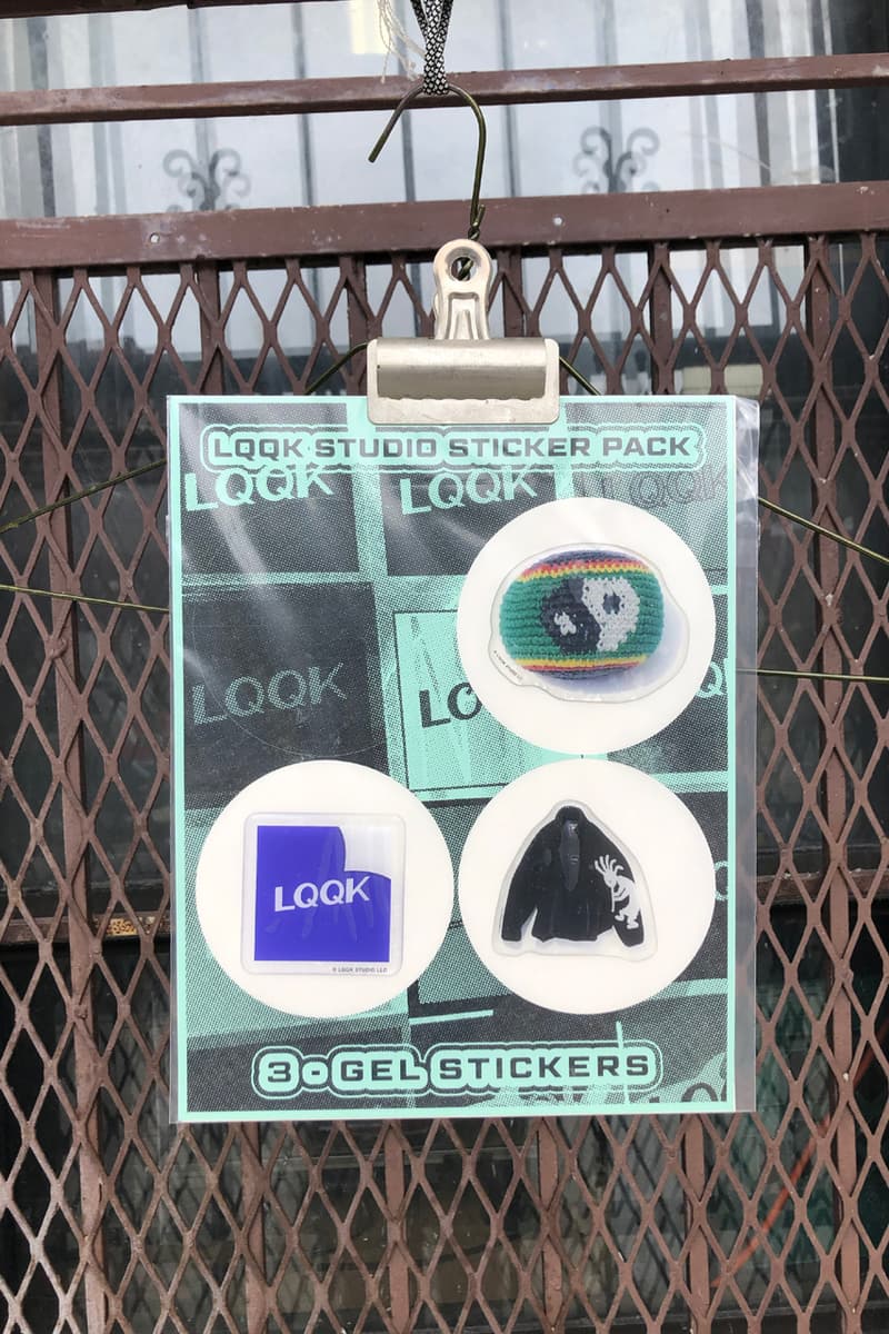 LQQK Studio Drop 19 t shirt polo hat mint white purple green ink can lqqk gel sticker pack dark plaid six panel cap streetwear logo motif minimal
