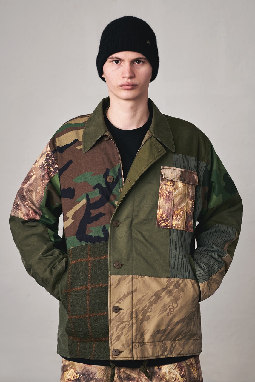 maharishi Fall/Winter 2019 Lookbook Collection Jackets Red Gold Green Brown Tigers Plants Chameleons Dragons Chacruna Pattern Elm Leaf