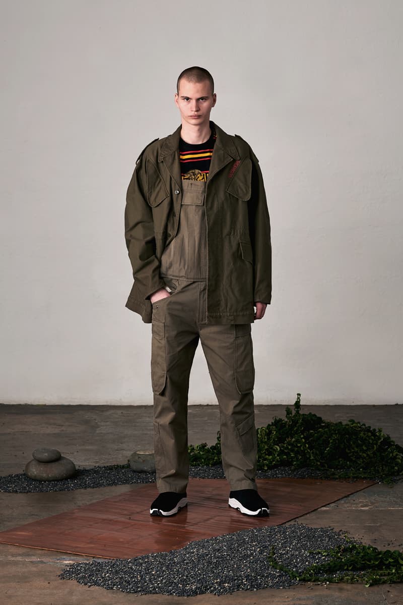 maharishi Fall/Winter 2019 Lookbook Collection Jackets Red Gold Green Brown Tigers Plants Chameleons Dragons Chacruna Pattern Elm Leaf