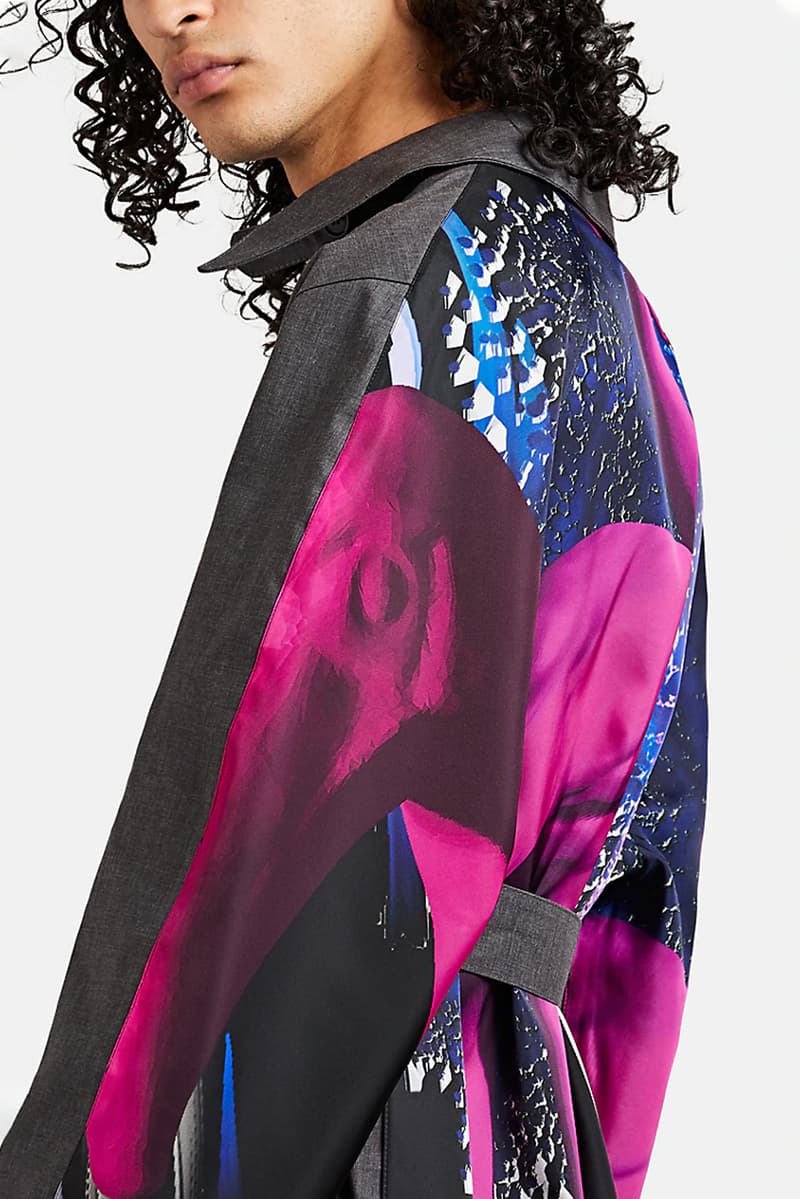 Maison Margiela Flamingo Grey Melange Bonded Topcoat John Galliano Menswear fashion house print flamboyant grey jacket coat Mackintosh