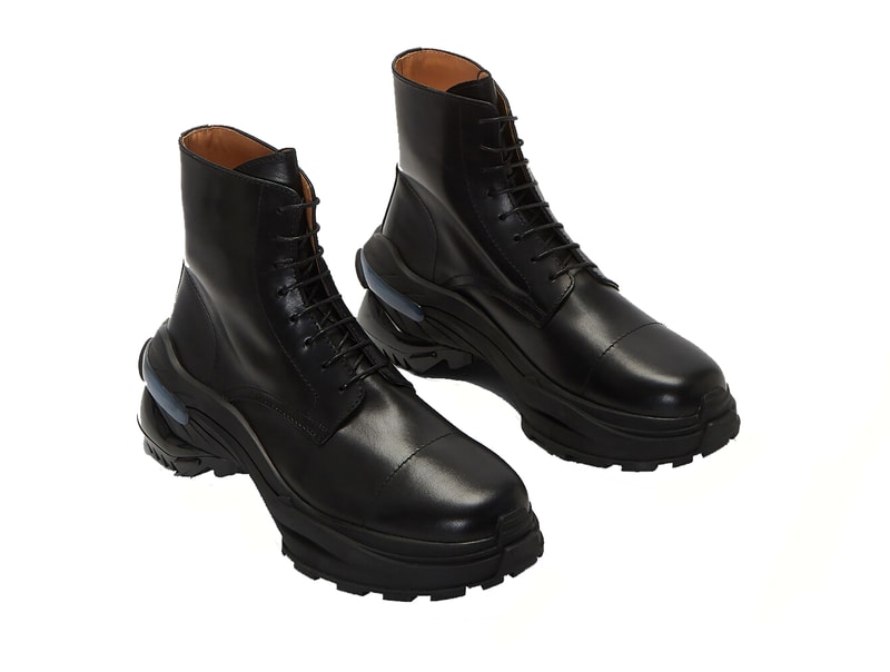 Maison Margiela Leather Combat Boot updated new chunky heel black leather coated laces mens boot season sole outsole rubber