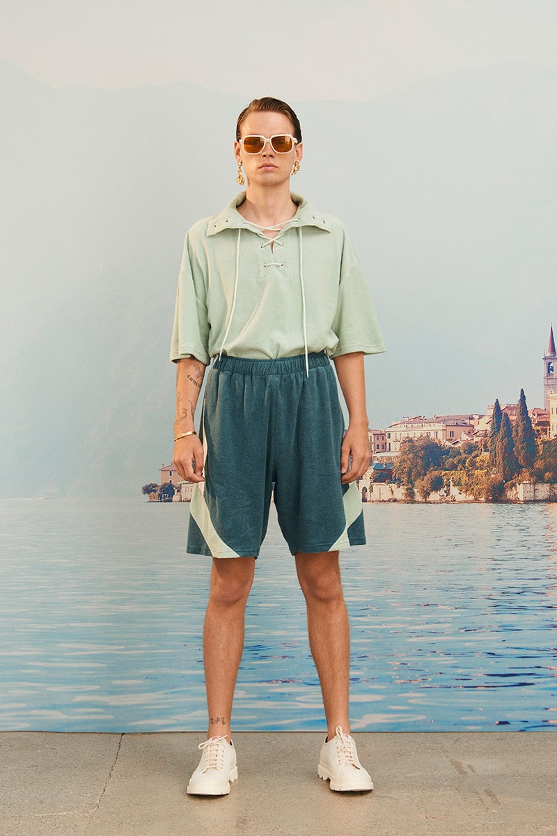 Martin Asbjørn Spring Summer 2020 SS20 Lookbook Collection Gallery Riviera Backdrop Menswear Clothing Tailoring Suits Relaxed Deconstructed Shorts Shirts Coats Bags