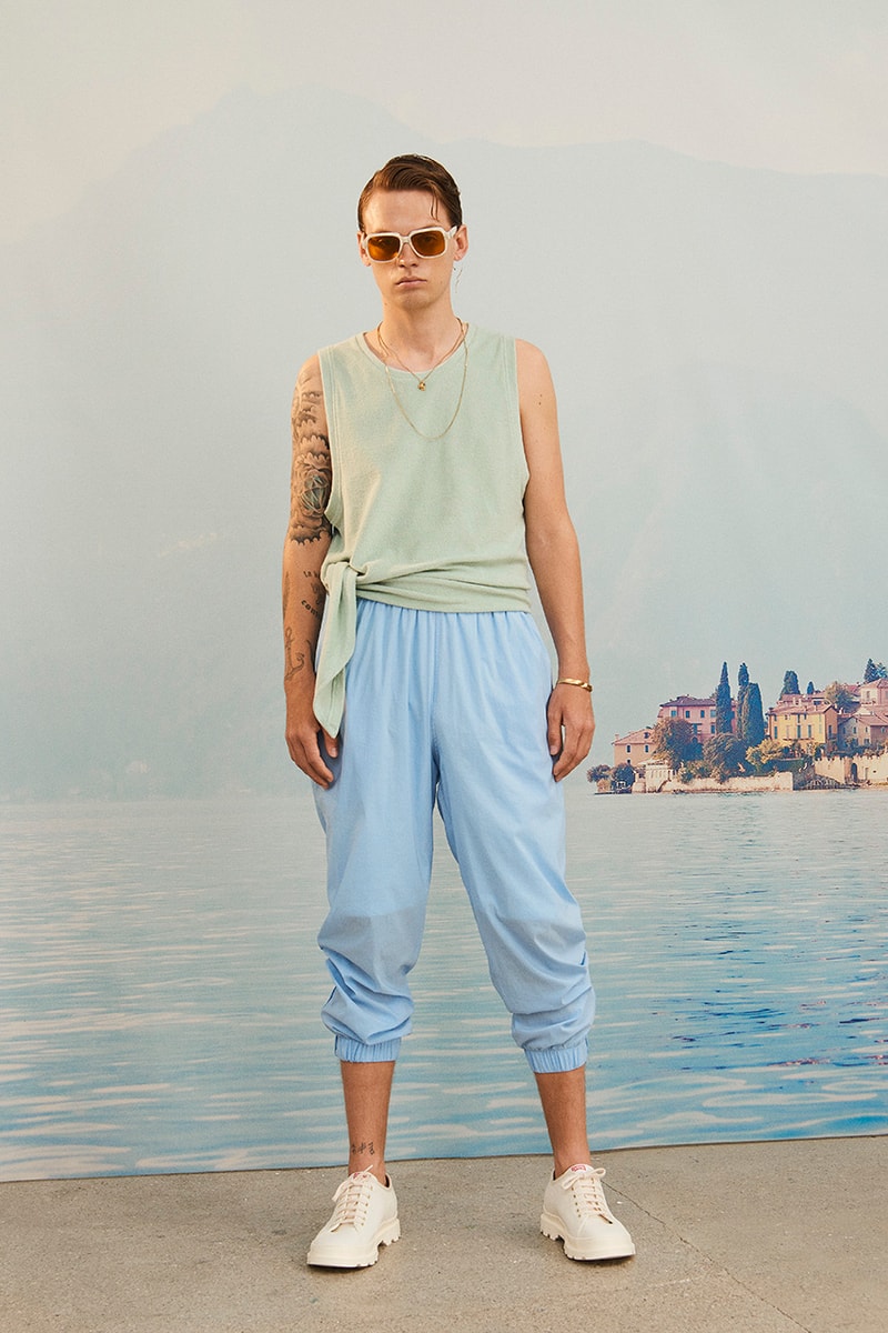 Martin Asbjørn Spring Summer 2020 SS20 Lookbook Collection Gallery Riviera Backdrop Menswear Clothing Tailoring Suits Relaxed Deconstructed Shorts Shirts Coats Bags