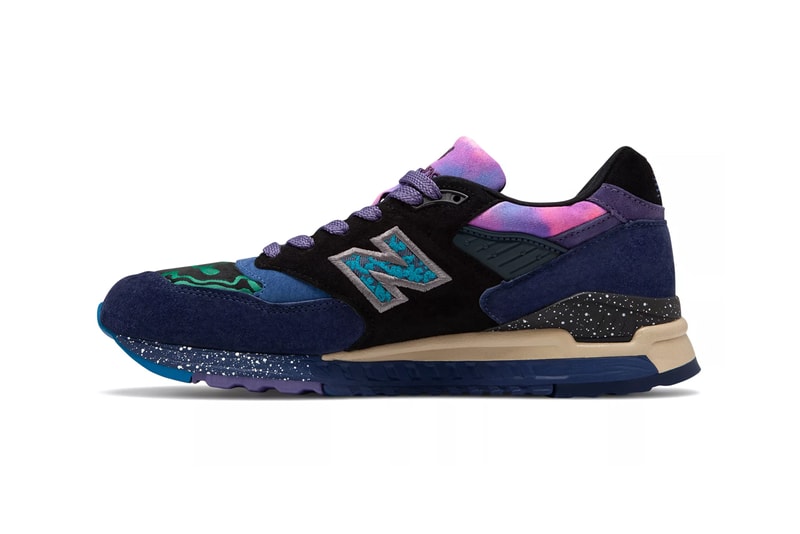 new balance made in usa 998 blue with green colorway galaxy stars colorway release ML998V1 milky way purple punk black