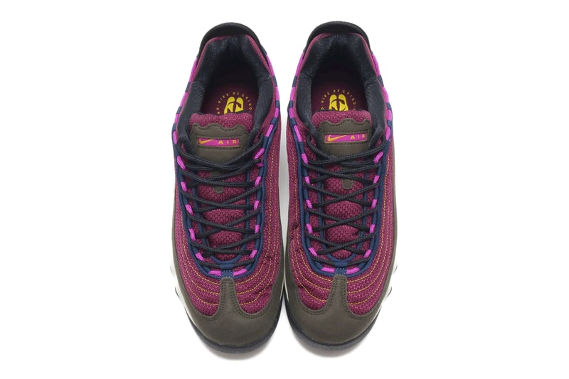 Nike ACG Air Skarn Sequoia Vivid Purple Bright Citron stitching suede insert rubber chunky silhouette footwear sneaker shoe piping foam swoosh