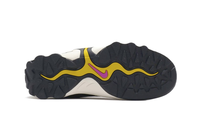 Nike ACG Air Skarn Sequoia Vivid Purple Bright Citron stitching suede insert rubber chunky silhouette footwear sneaker shoe piping foam swoosh