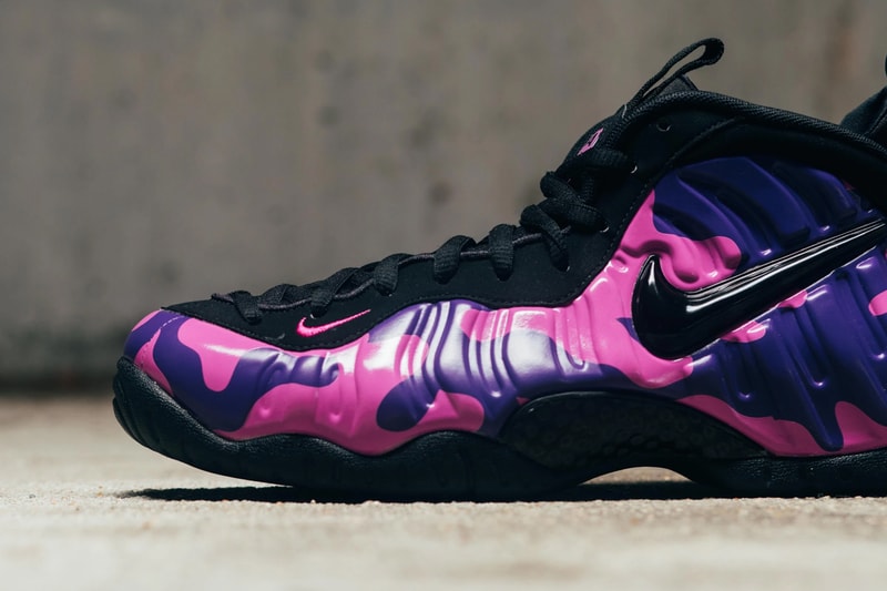 nike air foamposite pro black court purple style 624041-012 colorway release pink
