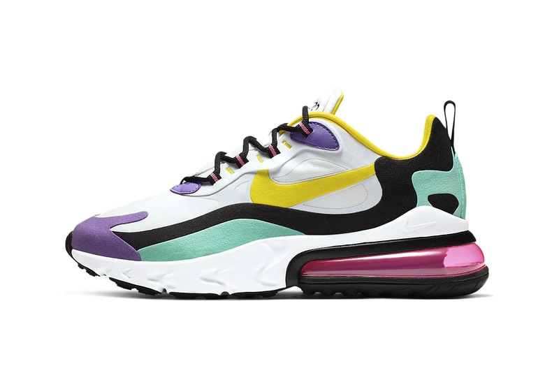 Nike Air Max 270 React Geometric Art Release Info AO4971-101 purple teal black yellow pink