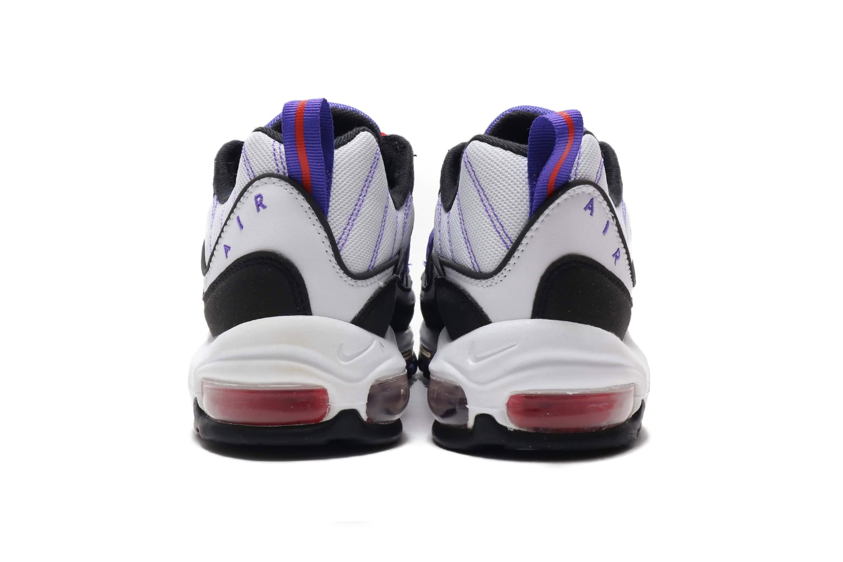 Nike Air Max 98 White Psychic Purple footwear sneakers raptors toronto nba air unit sole cushioning technology mesh leather round laces bubbles translucent