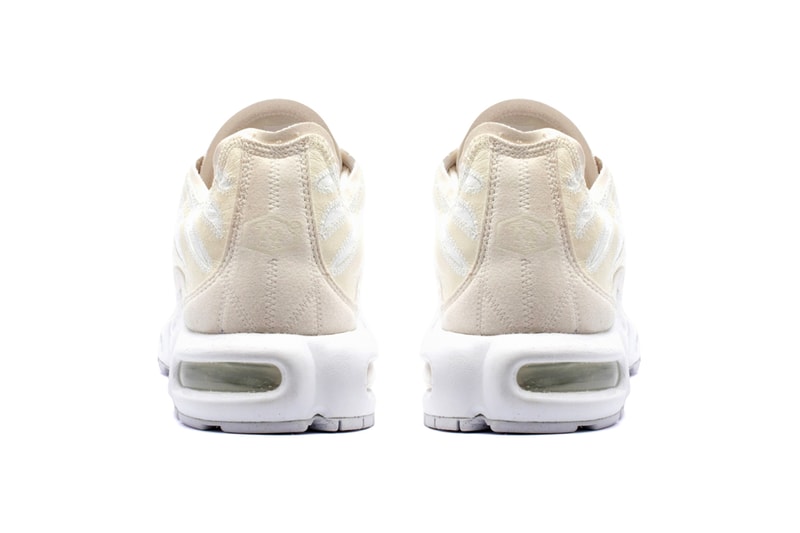 Nike Air Max Plus Deconstructed Beige White top stitching contrast white midsole air sole unit footwear sneaker tn check swoosh exposed upper
