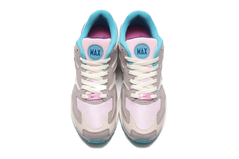 Nike Air Max2 Light Geode Teal Gym Red DESERT SAND COURT PURPLE SAIL PUMICE air unit midsole ecru rubber heel logo tinted bubbles sneaker 1994 silhouette