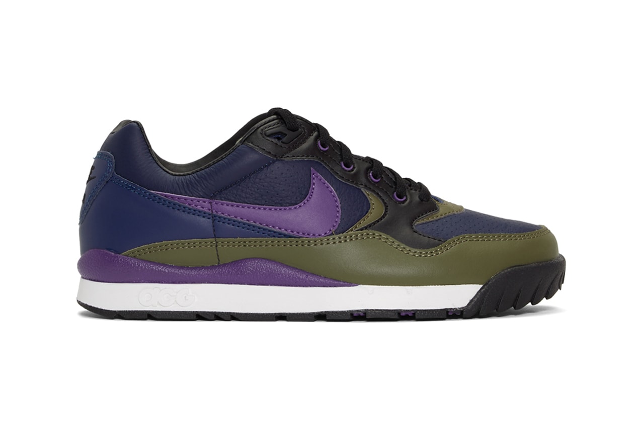 nike air wildwood acg sneakers midnight navy court purple green colorway release 