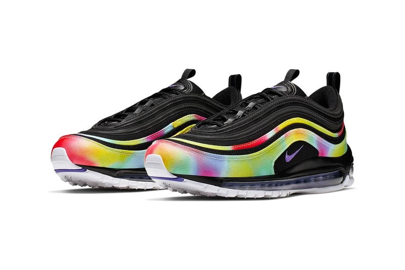 Nike Air Max 97 Black Psychic Purple White Multi Color air sole unit midsole bubbles runner trainers lifestyle sneaker footwear 3m reflective