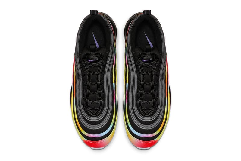 Nike Air Max 97 Black Psychic Purple White Multi Color air sole unit midsole bubbles runner trainers lifestyle sneaker footwear 3m reflective