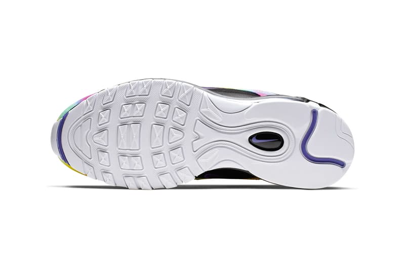 Nike Air Max 97 Black Psychic Purple White Multi Color air sole unit midsole bubbles runner trainers lifestyle sneaker footwear 3m reflective