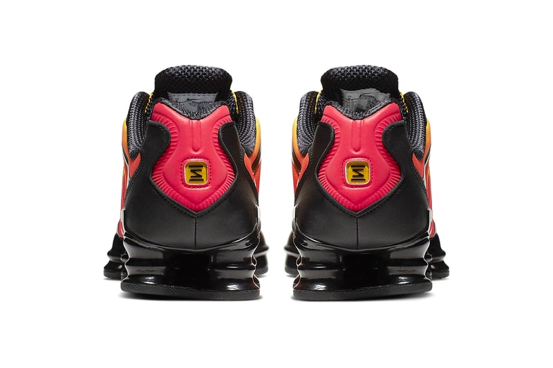 Nike Shox TL Black Amarillo sunrise gradients red yellow orange footwear technical cushioning shox midsole webbing runner trainer 2003 silhouette