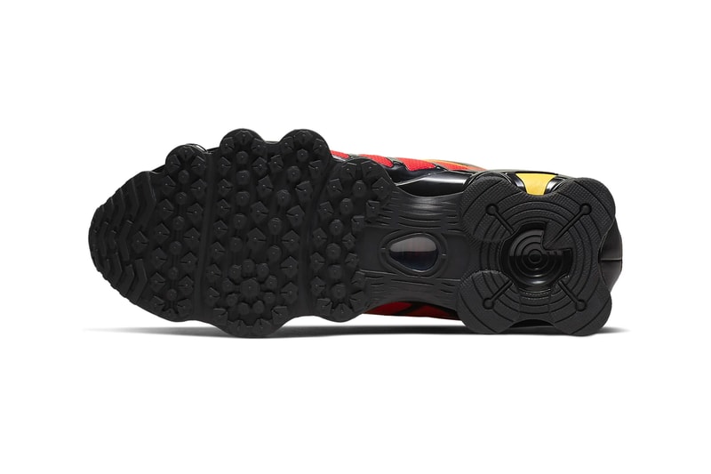 Nike Shox TL Black Amarillo sunrise gradients red yellow orange footwear technical cushioning shox midsole webbing runner trainer 2003 silhouette