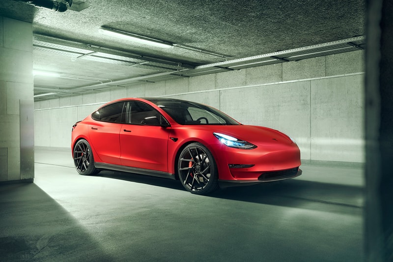NOVITEC Tesla Model 3 Tuned EV Electric Vehicle Modified Elon Musk Car Sedan Carbon Fiber Wheels Skirts Front Lips Diffuser Spoilers Aerodynamics Vossen Rims Suspension Lowered 30mm 40mm