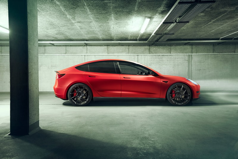 NOVITEC Tesla Model 3 Tuned EV Electric Vehicle Modified Elon Musk Car Sedan Carbon Fiber Wheels Skirts Front Lips Diffuser Spoilers Aerodynamics Vossen Rims Suspension Lowered 30mm 40mm