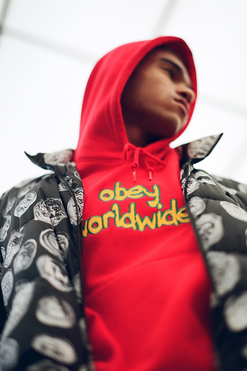 OBEY Print Fall 2019 Campaign Shepard Fairey Leopard Embroidery Graphic Jackets Hoodies Streetwear Bold Patterns Neutral