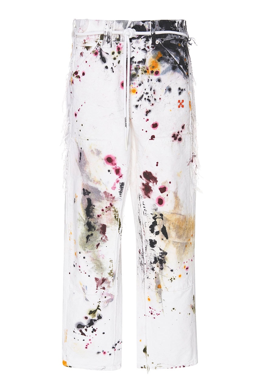 Off-White™ FW19 Painted Distressed White Jeans fall winter 2019 collection release date info buy 850 usd drop virgil abloh shoelace