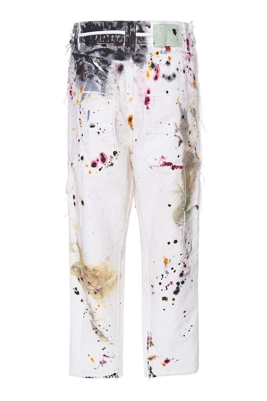 Off-White™ FW19 Painted Distressed White Jeans fall winter 2019 collection release date info buy 850 usd drop virgil abloh shoelace