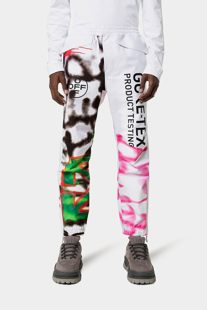 Off-White™ GORE-TEX Graffiti Print Ski Jacket Sweatpants Spring Summer 2020 SS20 Runway Inspiration Pre Season Drop Virgil Abloh Streetwear Clothing 