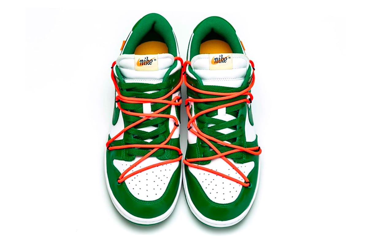 dunk low off white pine green