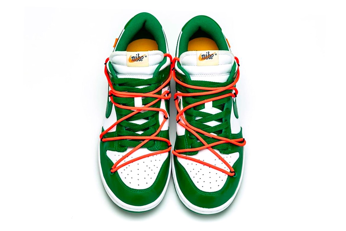 Off White X Nike Dunk Low Pine Green Detailed Look Hypebeast Off White X Nike Dunk Low Pine Green Detailed Look Hypebeast