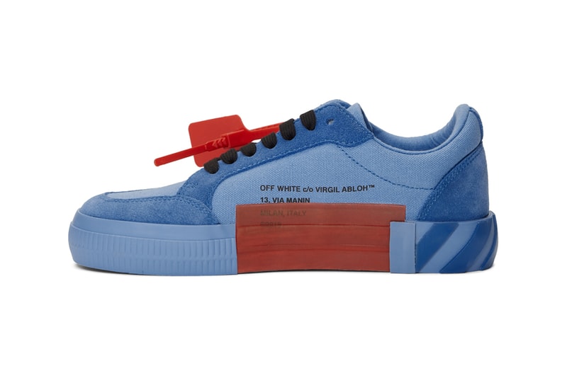 off white ssense exclusive low top vulcanized sneakers green yellow blue release 