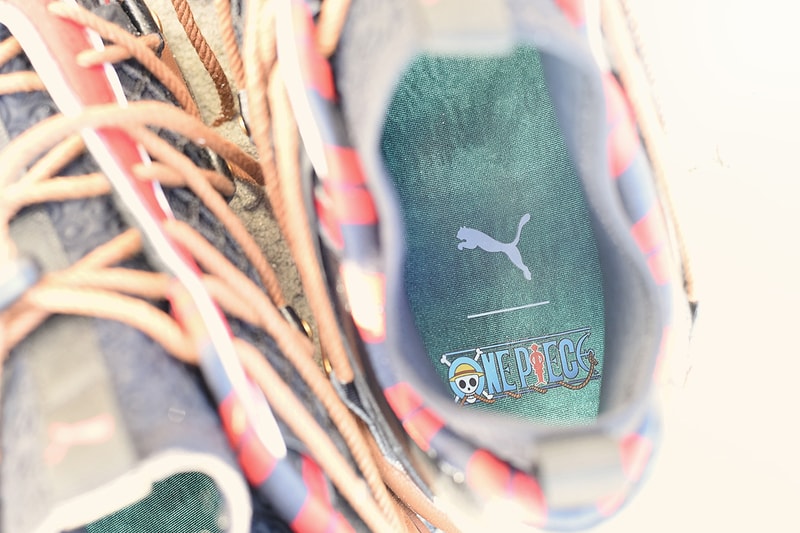 'One Piece' PUMA CELL Endura Closer Look Details photograph on feet colorway box buy august 9 luffy thousand sunny