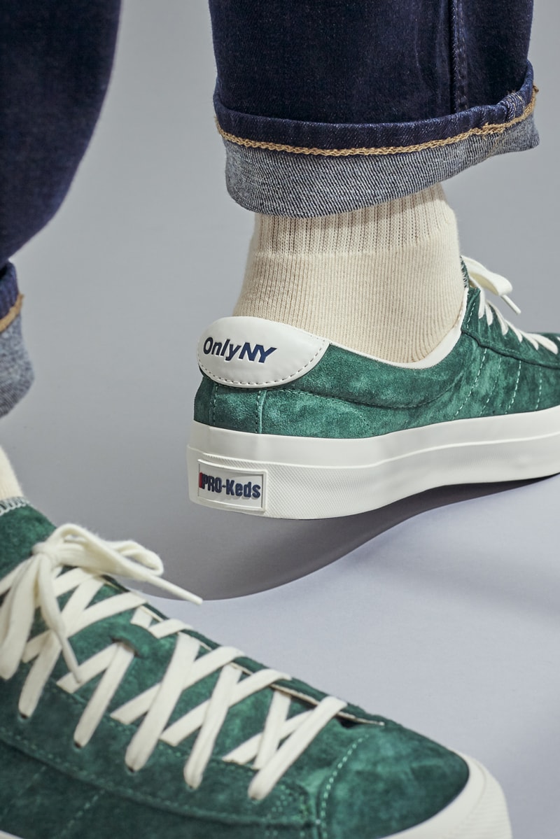 Only NY PRO-Keds Collaboration Old Gold Egret Hunter Green Stripes 
