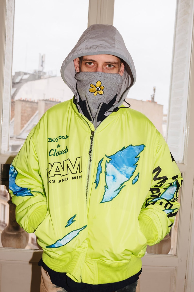 PAM Perks and mini Fall Winter 2019 Beyond The Clouds Collection neon graphics bomber jacket flower motif jewelry polartec outerwear sweatpants patchwork flannels