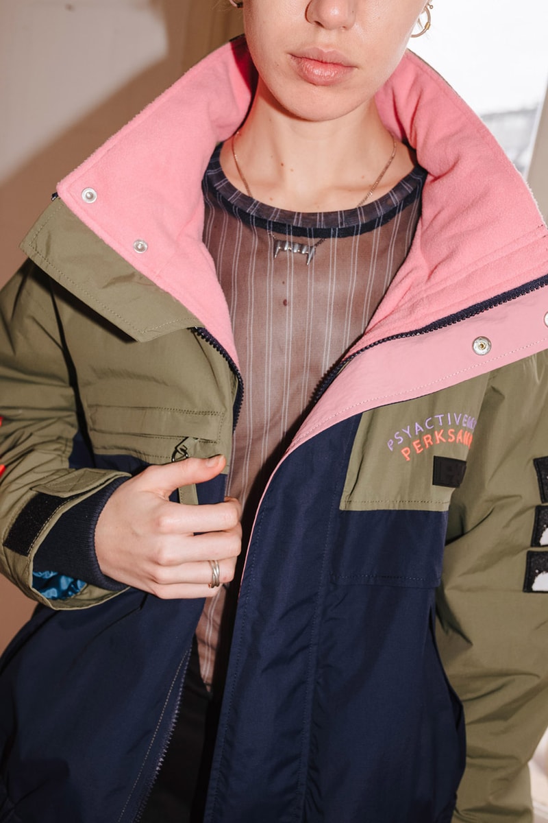 PAM Perks and mini Fall Winter 2019 Beyond The Clouds Collection neon graphics bomber jacket flower motif jewelry polartec outerwear sweatpants patchwork flannels