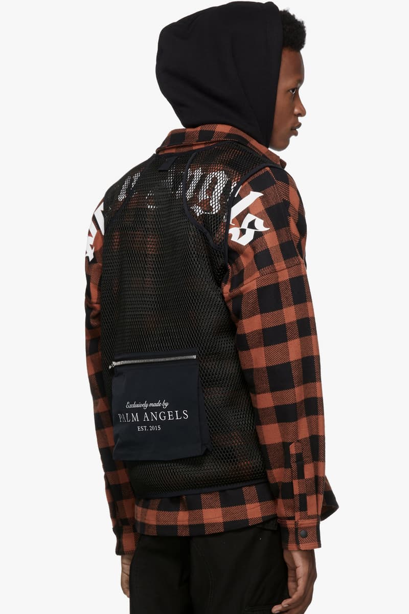 Palm Angels Black Hunting Bomber Mesh Hunting Vest Beige Francesco Ragazzi Made In Italy Satin poacher deer logo man ray graphic milan tactical