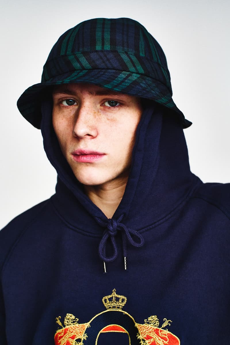 Pop Trading Company Fall/Winter 2019 Lookbook Hoodies Jackets Bucket Hats Long Sleeves Gray Blue Green Orange Flannel White Stripes