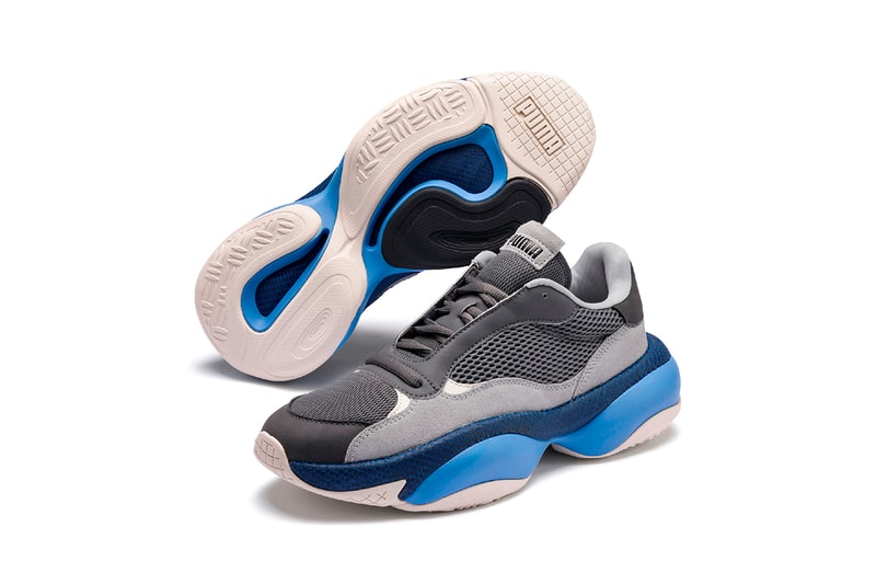 puma alteration blitz first look release details buy cop purchase end clothing information "Castlerock/High Rise" grey blue chunky sneaker footwear trainer