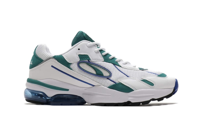 PUMA CELL Ultra OG White Teal peacoat jaffa orange blue navy suede leather mesh cell technology hexagonal cushioning retro logo translucent heel