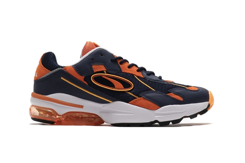 PUMA CELL Ultra OG White Teal peacoat jaffa orange blue navy suede leather mesh cell technology hexagonal cushioning retro logo translucent heel